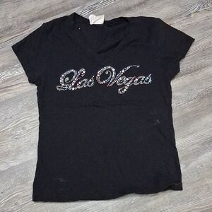 Chelona Black Studded Las Vegas Baby Tee